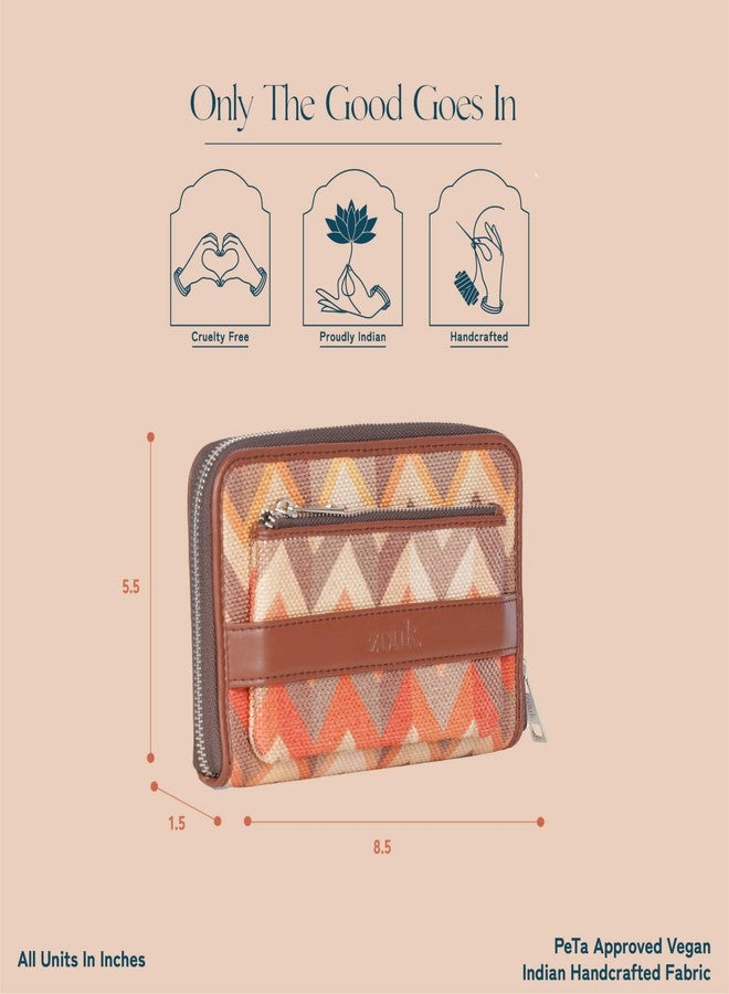 ZOUK محفظة نسائية من زوك مصنوعة يدوياً من الجلد النباتي الكلاسيكي والجوت مع جيب للهاتف المحمول، بنقشة أمواج المد والجزر (متعددة الألوان). - Image 3